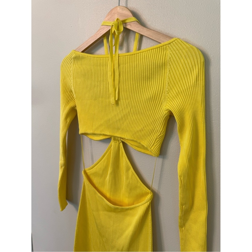 Cult Gaia Revolve Enzo Knit Cutout Midi Dress Tahdig Yellow Size S - Picture 7 of 9